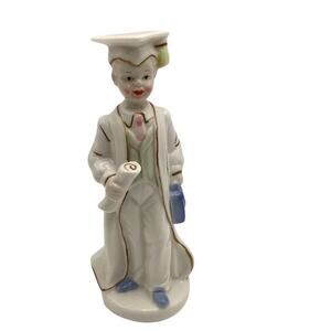 Vintage Porcelain Graduate Boy Figurine 1980s 7.75"